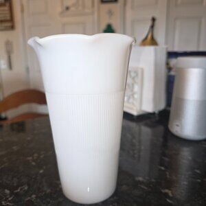 Hazel Atlas Milk Glass Vase With Micro Fluted Center Band and Ruffle Rim